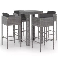 vidaXL Patio Bar Set Outdoor Bistro Set Bar Stool Bistro Table Poly Rattan
