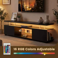 JVNOXK meuble TV pour téléviseur 60 pouces LED gaming centre de divertissement console de rangement multimédia avec grande armoire latérale pour salon (noir)