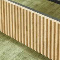 Cadre de lit plateforme en bois pour lits Double/Queen/King avec accents ondulés - ModernLuxe