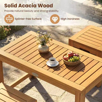 Ensemble de 3 tables et tabourets de terrasse rectangulaires Costway avec espace de rangement caché pour balcon