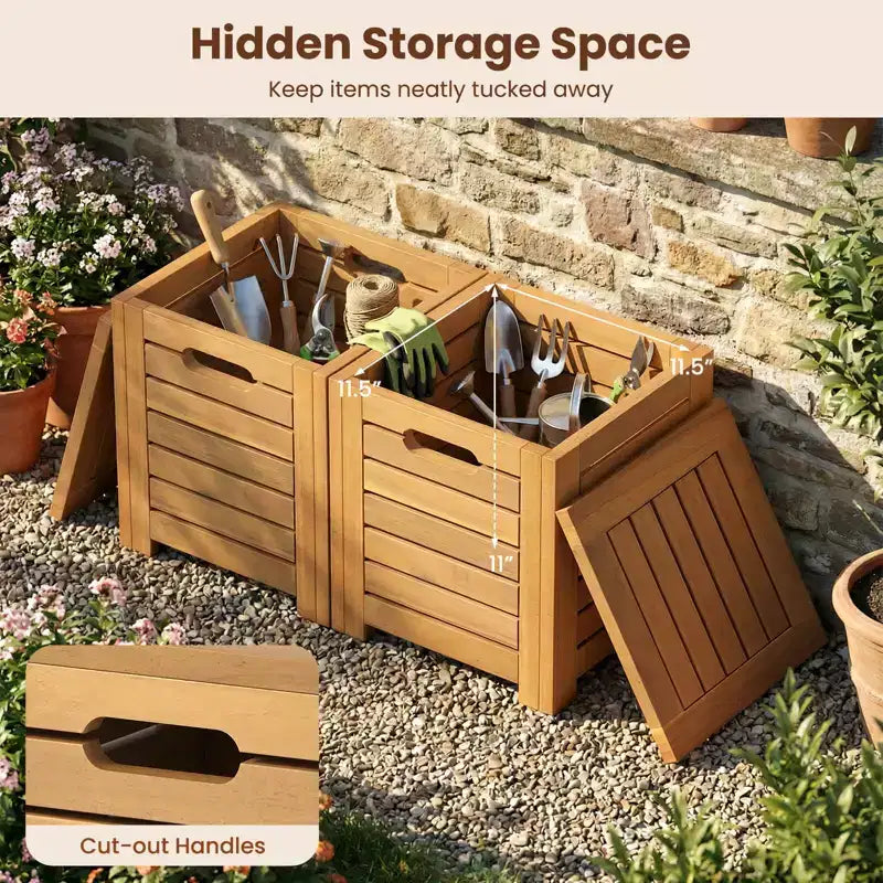 Ensemble de 3 tables et tabourets de terrasse rectangulaires Costway avec espace de rangement caché pour balcon