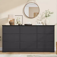 Commode à 9 tiroirs pour chambre à coucher, commode en bois de 150 cm de large avec plateau spacieux, grande commode, meuble TV, organisateur de rangement pour vêtements pour salon