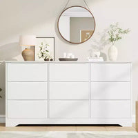 Commode à 9 tiroirs pour chambre à coucher, commode en bois de 150 cm de large avec plateau spacieux, grande commode, meuble TV, organisateur de rangement pour vêtements pour salon