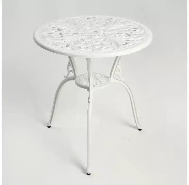 Whisen Ensemble de mobilier de terrasse résistant à la rouille 3 pièces, aluminium d'extérieur, 1 table ronde et 2 chaises avec trou pour parasol