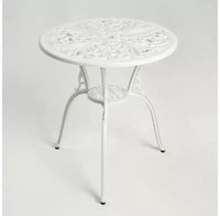 Whisen Ensemble de mobilier de terrasse résistant à la rouille 3 pièces, aluminium d'extérieur, 1 table ronde et 2 chaises avec trou pour parasol