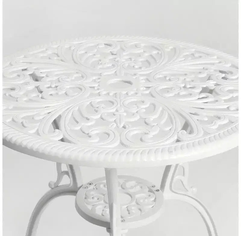 Whisen Ensemble de mobilier de terrasse résistant à la rouille 3 pièces, aluminium d'extérieur, 1 table ronde et 2 chaises avec trou pour parasol