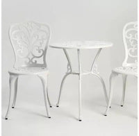 Whisen Ensemble de mobilier de terrasse résistant à la rouille 3 pièces, aluminium d'extérieur, 1 table ronde et 2 chaises avec trou pour parasol