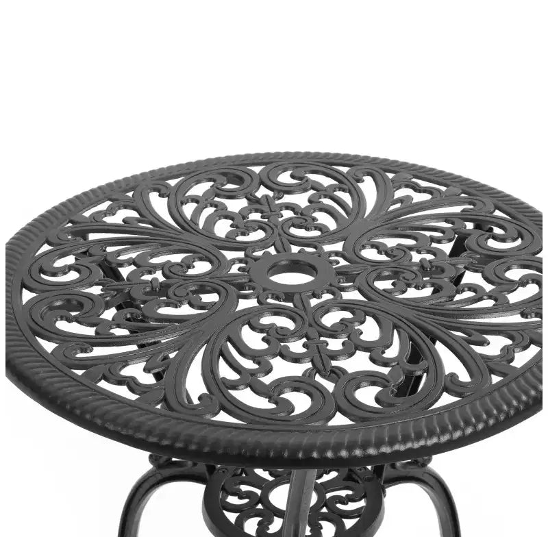 Whisen Ensemble de mobilier de terrasse résistant à la rouille 3 pièces, aluminium d'extérieur, 1 table ronde et 2 chaises avec trou pour parasol