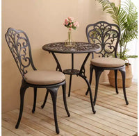 Whisen Ensemble de mobilier de terrasse résistant à la rouille 3 pièces, aluminium d'extérieur, 1 table ronde et 2 chaises avec trou pour parasol