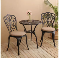 Whisen 3 Piece Patio Rust-Resistant Furniture Sets, Outdoor Aluminum 1 Round Table and 2 Chairs with Umbrella Hole
