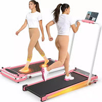 Tapis de course KRISRATE 3-en-1 3,5 CV avec massage des pieds et guidon, tapis de marche compact double face, tapis de course pliable pour la maison et la salle de sport