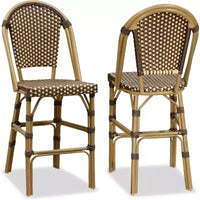 PURPLE LEAF Tabourets de bar français, lot de 2, avec dossier, en rotin, osier, avec repose-pieds, pour îlot de cuisine, tabourets de bar d'extérieur