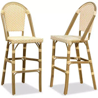PURPLE LEAF Tabourets de bar français, lot de 2, avec dossier, en rotin, osier, avec repose-pieds, pour îlot de cuisine, tabourets de bar d'extérieur