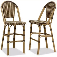 PURPLE LEAF Tabourets de bar français, lot de 2, avec dossier, en rotin, osier, avec repose-pieds, pour îlot de cuisine, tabourets de bar d'extérieur