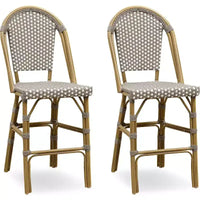 PURPLE LEAF Tabourets de bar français, lot de 2, avec dossier, en rotin, osier, avec repose-pieds, pour îlot de cuisine, tabourets de bar d'extérieur
