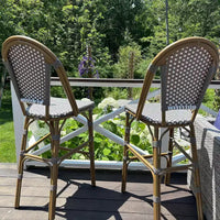 PURPLE LEAF Tabourets de bar français, lot de 2, avec dossier, en rotin, osier, avec repose-pieds, pour îlot de cuisine, tabourets de bar d'extérieur