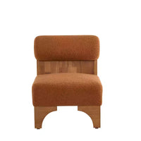 Chaise longue moderne en bouclette avec cadre en bois massif et dossier roulé, tapisserie douce, pour diverses pièces