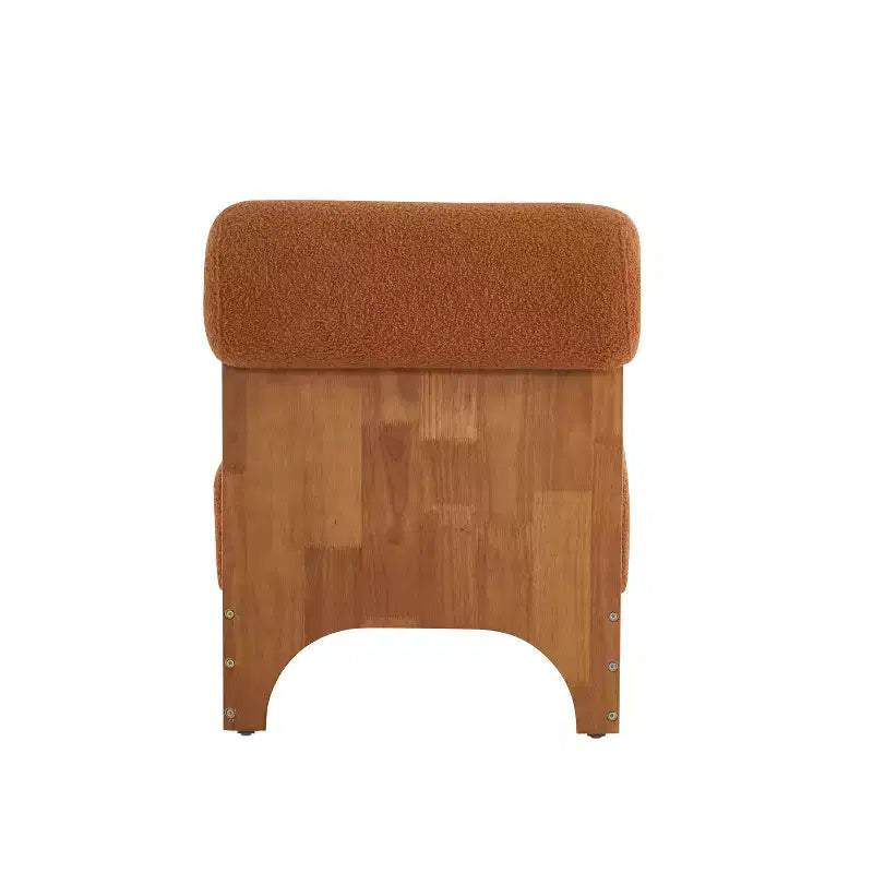 Chaise longue moderne en bouclette avec cadre en bois massif et dossier roulé, tapisserie douce, pour diverses pièces