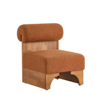 Chaise longue moderne en bouclette avec cadre en bois massif et dossier roulé, tapisserie douce, pour diverses pièces