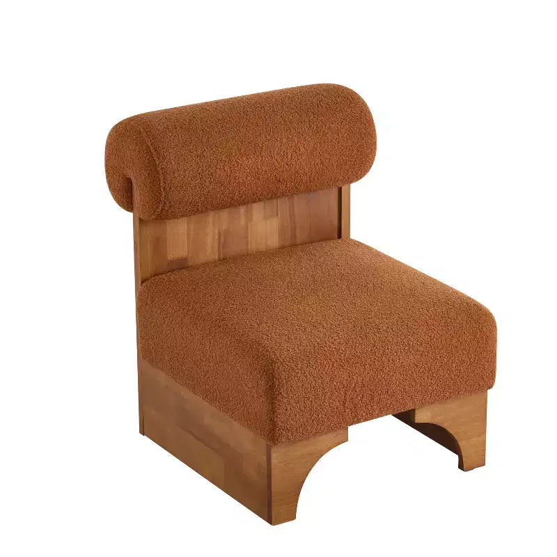 Chaise longue moderne en bouclette avec cadre en bois massif et dossier roulé, tapisserie douce, pour diverses pièces