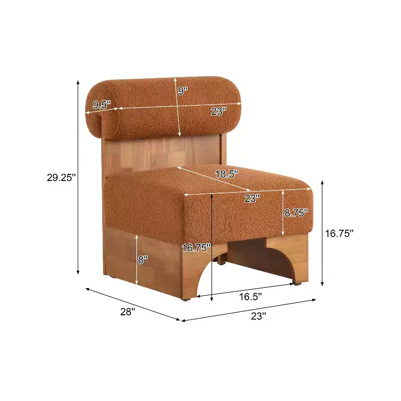 Chaise longue moderne en bouclette avec cadre en bois massif et dossier roulé, tapisserie douce, pour diverses pièces