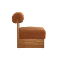 Chaise longue moderne en bouclette avec cadre en bois massif et dossier roulé, tapisserie douce, pour diverses pièces