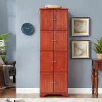 Armoire de rangement haute 72 pouces avec 8 portes et 4 étagères pour salon, cuisine ou bureau