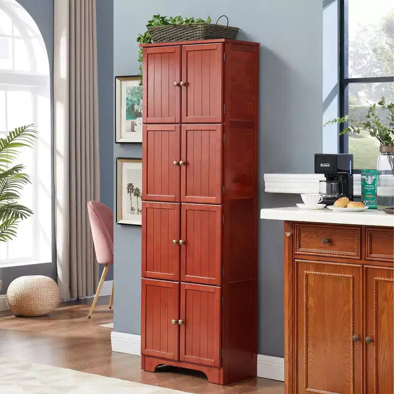 Armoire de rangement haute 72 pouces avec 8 portes et 4 étagères pour salon, cuisine ou bureau