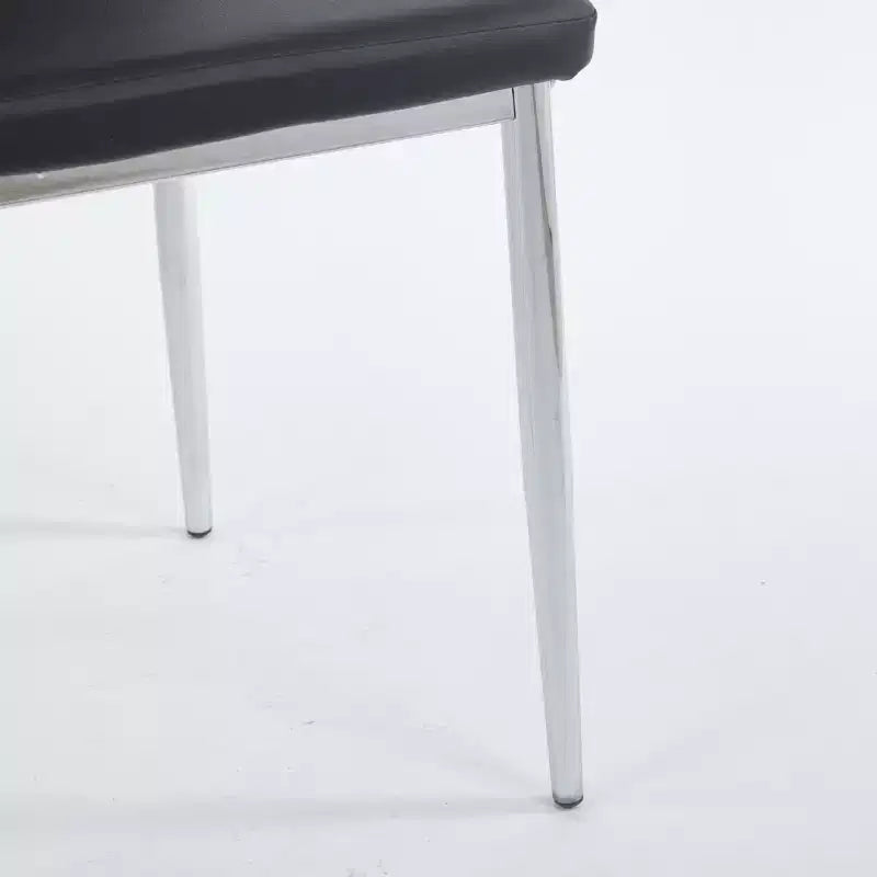 Lot de 4 chaises de salle à manger à pieds chromés et assises noires, confortables et durables