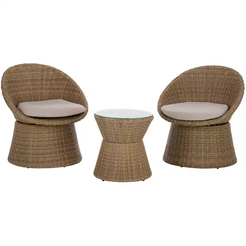 Drew Ensemble bistro pivotant - Intérieur/Extérieur - PAT7544 - Naturel/Taupe - Safavieh