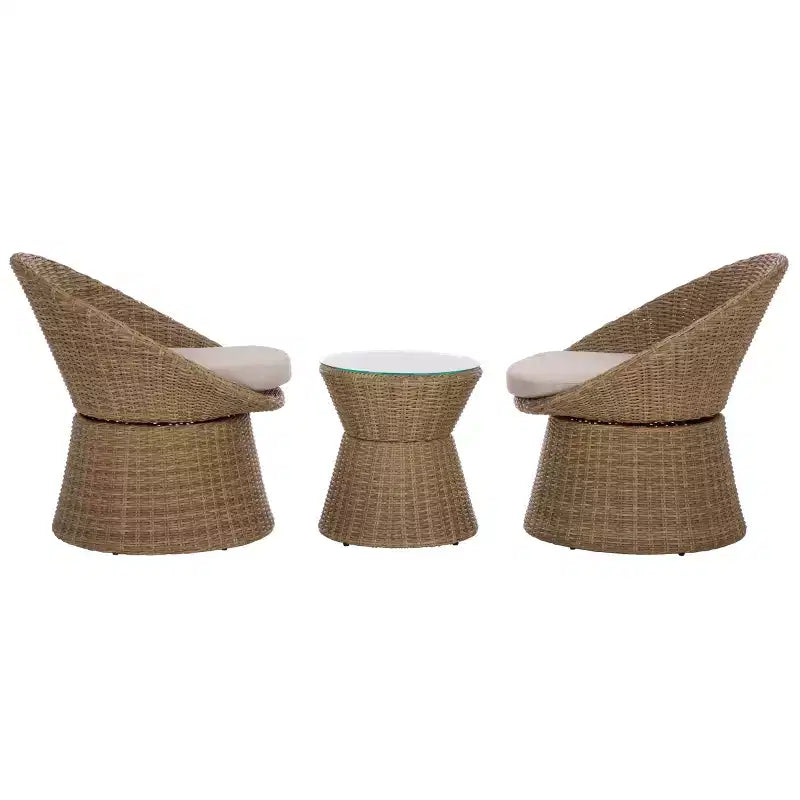 Drew Ensemble bistro pivotant - Intérieur/Extérieur - PAT7544 - Naturel/Taupe - Safavieh