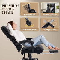 Chaise de bureau, chaise de direction grande taille 500 lb avec repose-pieds, chaise gaming en cuir inclinable 90-155