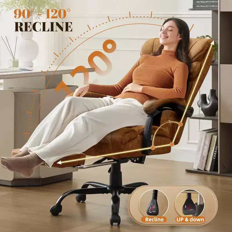 Chaise de bureau, chaise de direction grande taille 500 lb avec repose-pieds, chaise gaming en cuir inclinable 90-155