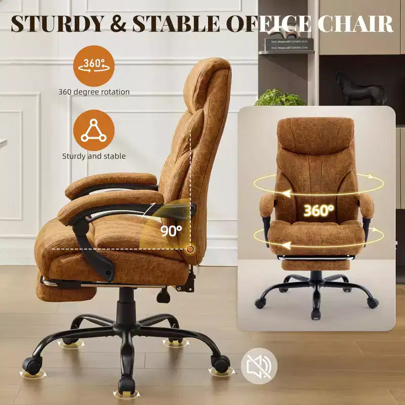 Chaise de bureau, chaise de direction grande taille 500 lb avec repose-pieds, chaise gaming en cuir inclinable 90-155