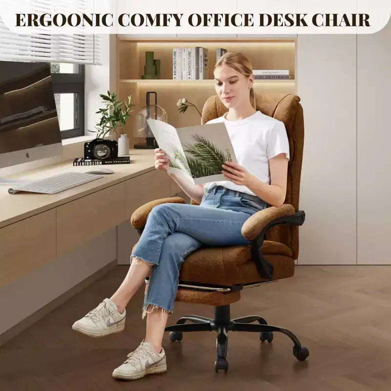 Chaise de bureau, chaise de direction grande taille 500 lb avec repose-pieds, chaise gaming en cuir inclinable 90-155