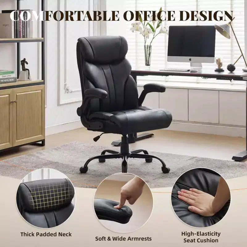 Chaise de bureau, chaise de direction grande taille 500 lb avec repose-pieds, chaise gaming en cuir inclinable 90-155