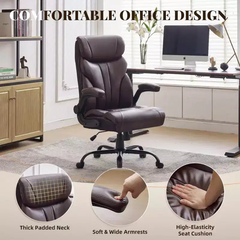 Chaise de bureau, chaise de direction grande taille 500 lb avec repose-pieds, chaise gaming en cuir inclinable 90-155