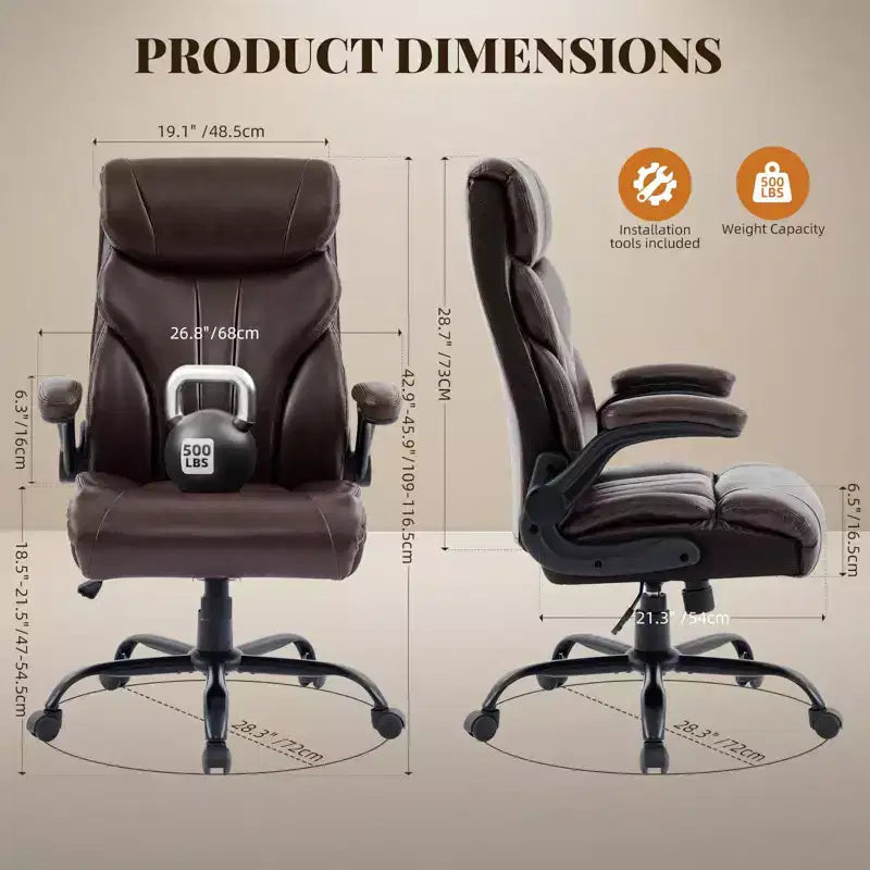 Chaise de bureau, chaise de direction grande taille 500 lb avec repose-pieds, chaise gaming en cuir inclinable 90-155