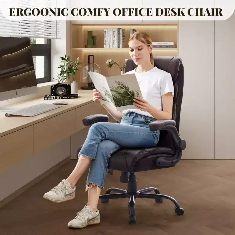 Chaise de bureau, chaise de direction grande taille 500 lb avec repose-pieds, chaise gaming en cuir inclinable 90-155