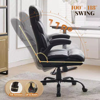 Chaise de bureau, chaise de direction grande taille 500 lb avec repose-pieds, chaise gaming en cuir inclinable 90-155