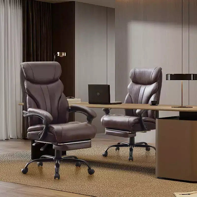 Chaise de bureau, chaise de direction grande taille 500 lb avec repose-pieds, chaise gaming en cuir inclinable 90-155