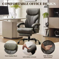 Chaise de bureau, chaise de direction grande taille 500 lb avec repose-pieds, chaise gaming en cuir inclinable 90-155