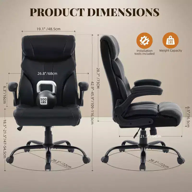 Chaise de bureau, chaise de direction grande taille 500 lb avec repose-pieds, chaise gaming en cuir inclinable 90-155