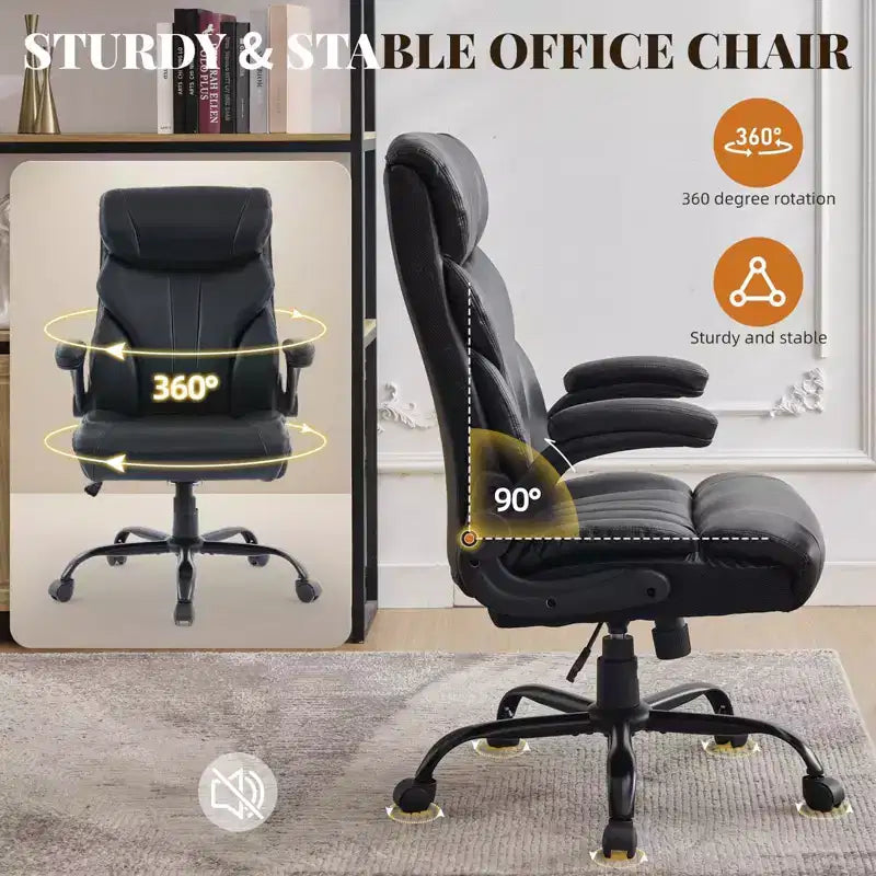 Chaise de bureau, chaise de direction grande taille 500 lb avec repose-pieds, chaise gaming en cuir inclinable 90-155