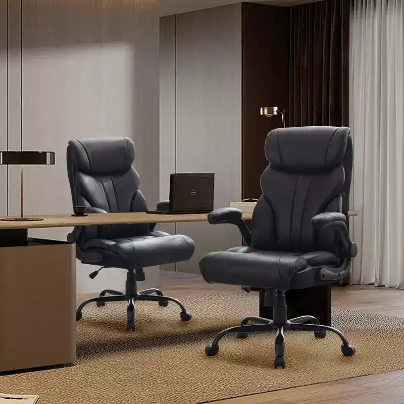 Chaise de bureau, chaise de direction grande taille 500 lb avec repose-pieds, chaise gaming en cuir inclinable 90-155