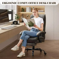 Chaise de bureau, chaise de direction grande taille 500 lb avec repose-pieds, chaise gaming en cuir inclinable 90-155