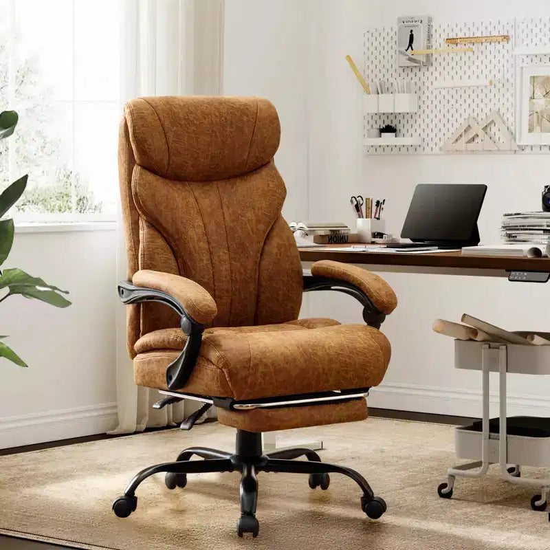 Chaise de bureau, chaise de direction grande taille 500 lb avec repose-pieds, chaise gaming en cuir inclinable 90-155