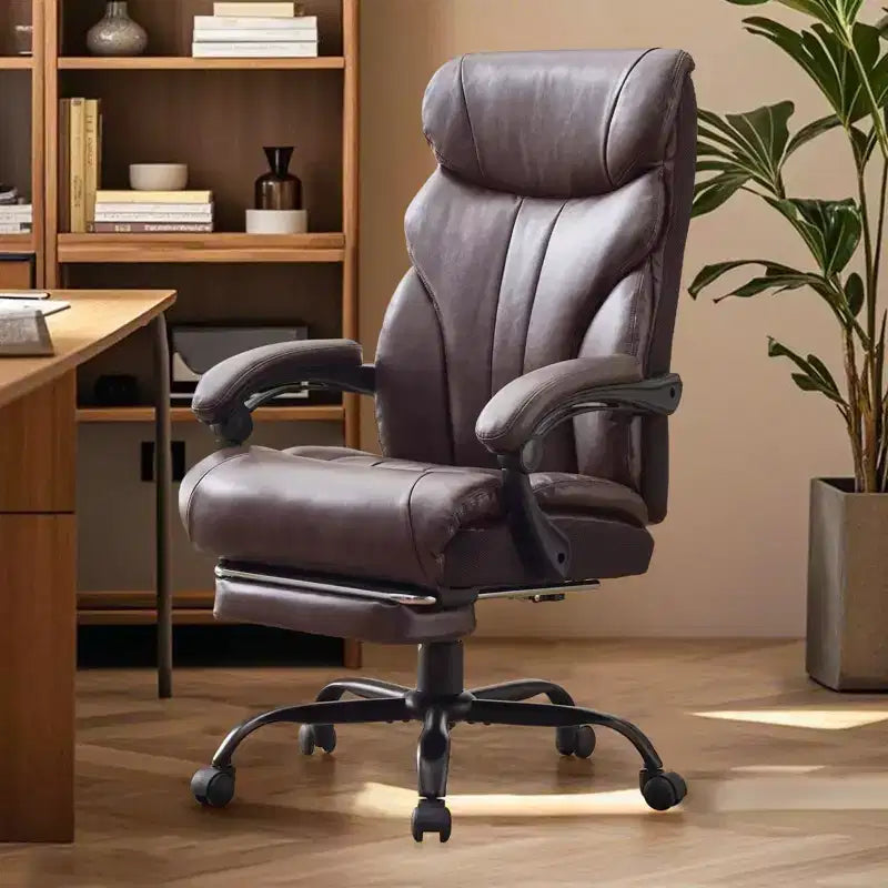 Chaise de bureau, chaise de direction grande taille 500 lb avec repose-pieds, chaise gaming en cuir inclinable 90-155