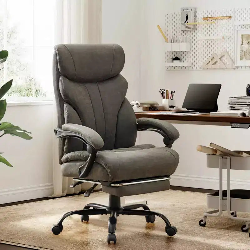 Chaise de bureau, chaise de direction grande taille 500 lb avec repose-pieds, chaise gaming en cuir inclinable 90-155