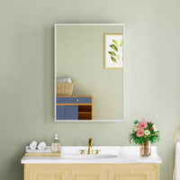Armoire à pharmacie Elise avec miroir, armoire de salle de bain à montage en surface ou encastré, étagères réglables en verre trempé, réversible